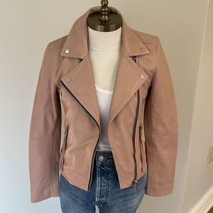 All Saints blush pink  Dalby Biker leather jacket size 2